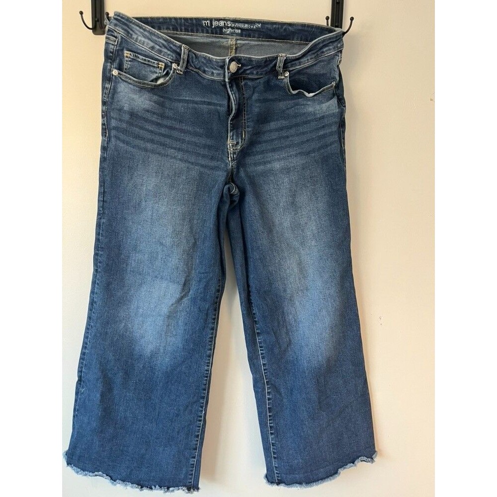 Maurices M Jeans High Rise Wide Leg Raw Hem Women’s Size 20W Medium/Dark Wash